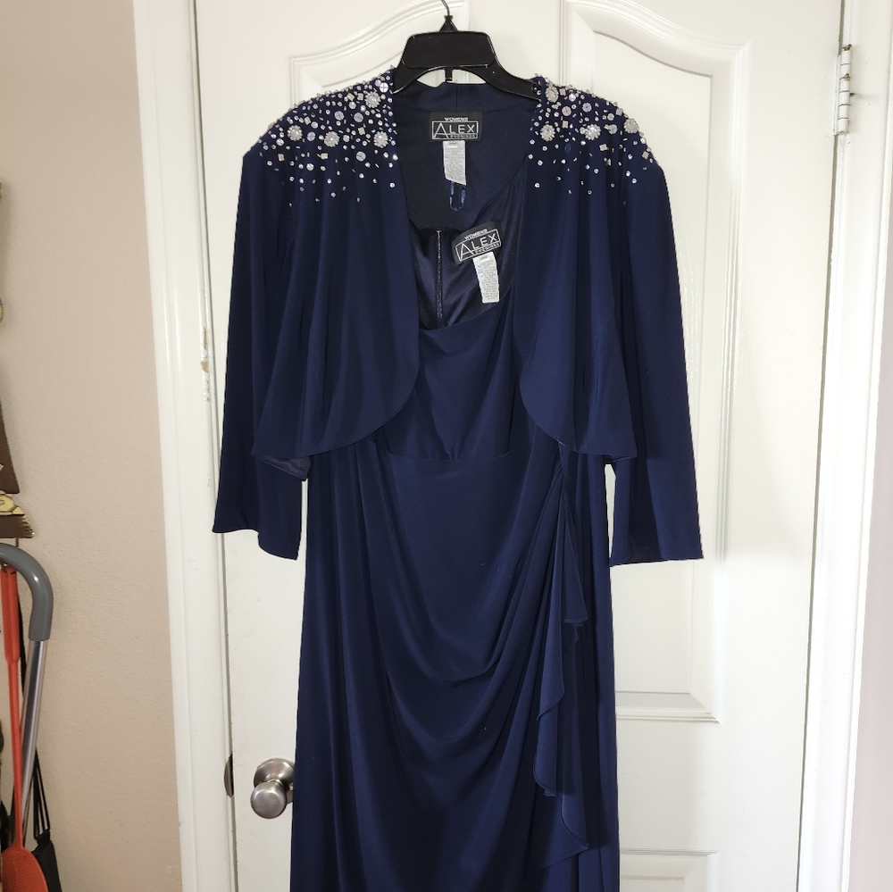 2 Piece NavyvDress Alex Evenings Formal Size 24
